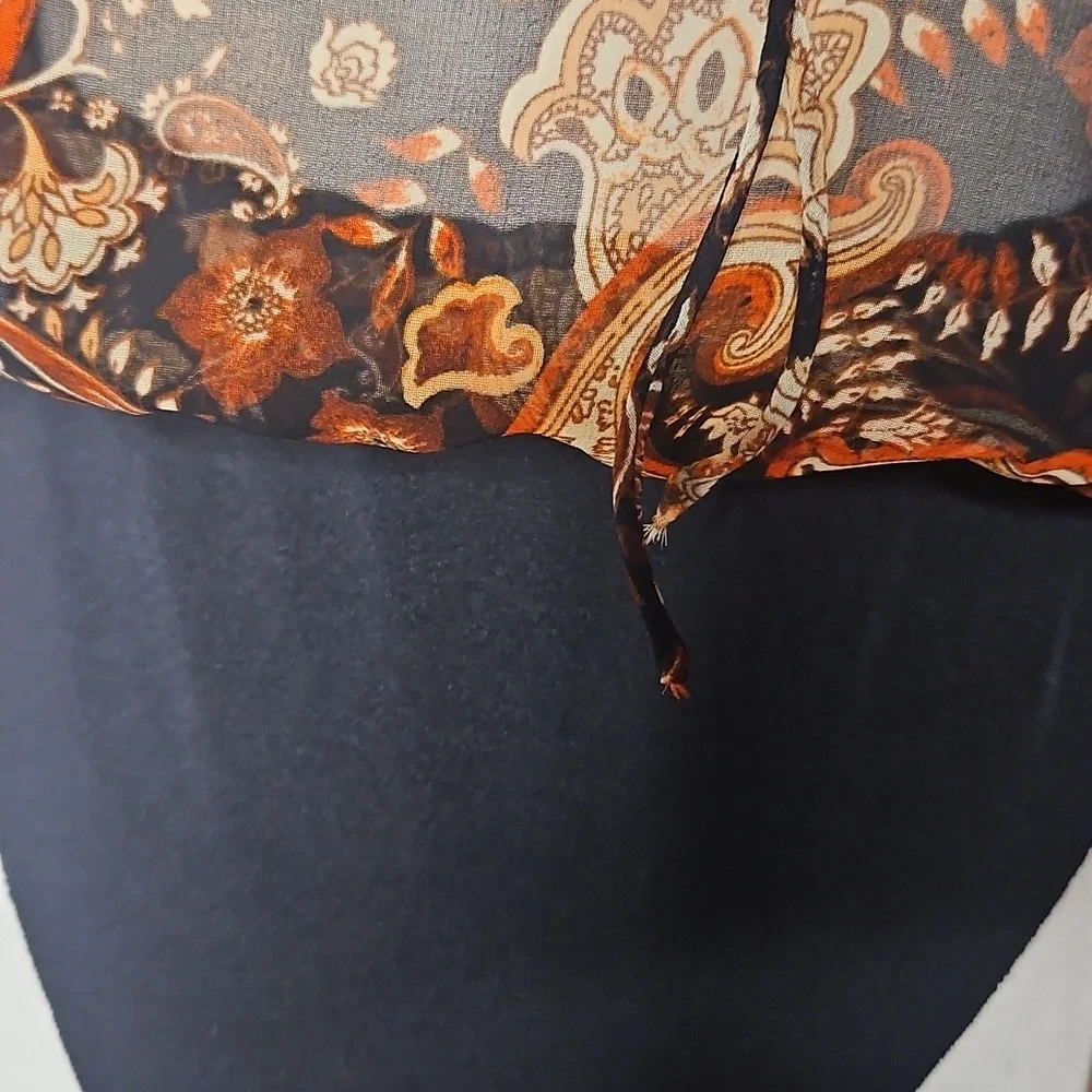 Zara Women's Paisley Semi-Sheer Ruffled Bodysuit - Picture 10 of 15